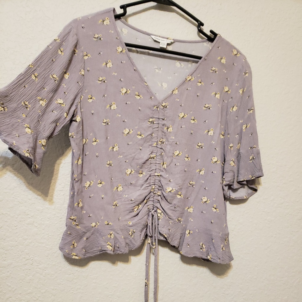 American Eagle Blouse M Tie synches up down